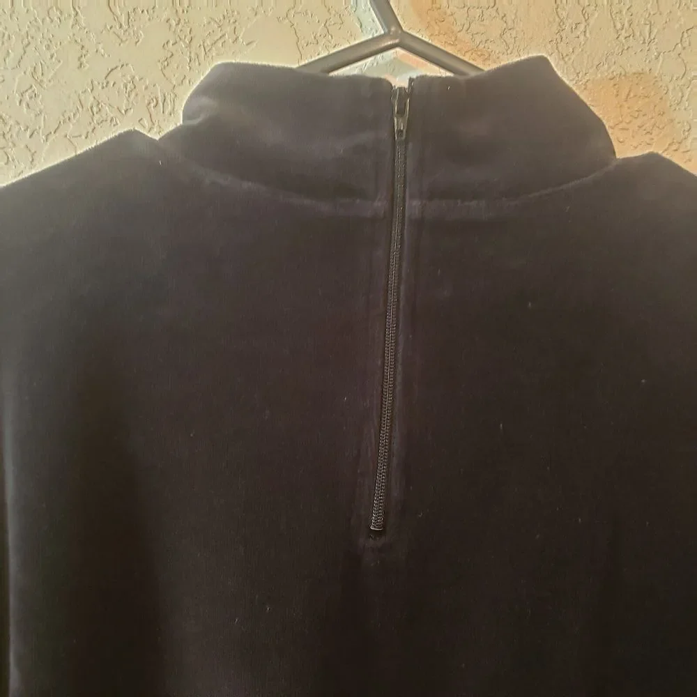 The Tog Shop Womens Mock Neck Velour Top Size Large Black - Picture 8 of 10